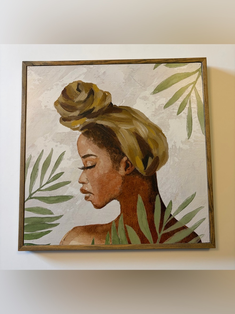 Beautiful wall art with neutral and olive tones